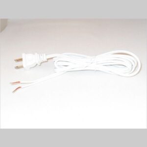8 Foot 18/2 SPT-2 White Lamp Cord Set